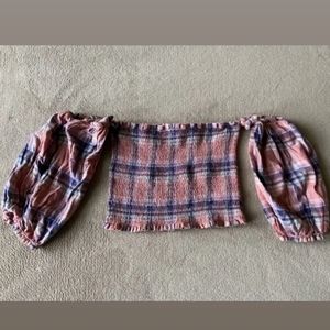 Tartan pink crop top